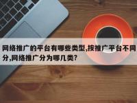 网络推广的平台有哪些类型,按推广平台不同分,网络推广分为哪几类?